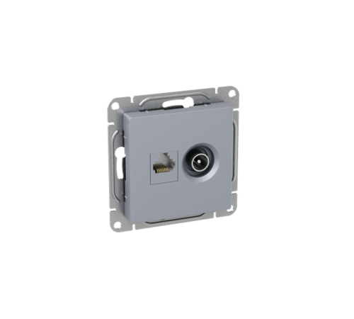 Механизм розетки TV+RJ45 (cat5), алюминий Эпика EKF  UP1-SOA-TV+RJ  EKF