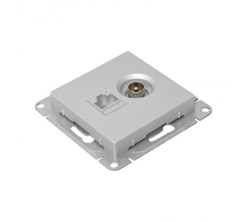 Механизм розетки TV+RJ45 (cat5), алюминий Эпика EKF  UP1-SOA-TV+RJ  EKF