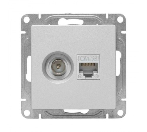 Механизм розетки TV+RJ45 (cat5), алюминий Эпика EKF  UP1-SOA-TV+RJ  EKF