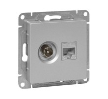 Механизм розетки TV+RJ45 (cat5), алюминий Эпика EKF  UP1-SOA-TV+RJ  EKF