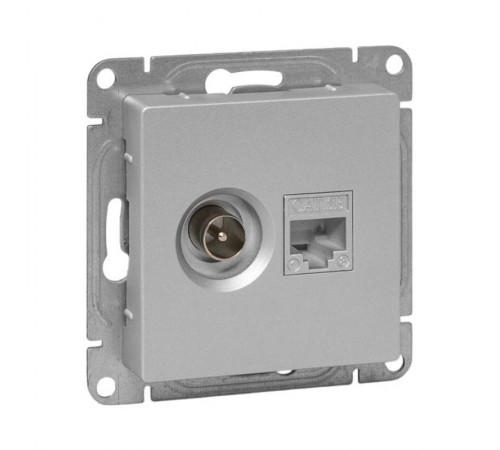 Механизм розетки TV+RJ45 (cat5), алюминий Эпика EKF  UP1-SOA-TV+RJ  EKF