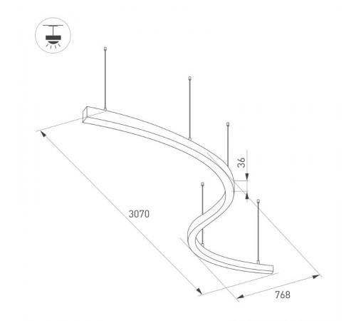 Светильник SP-LINE-HANG ARC-S3535-D1500-124W Day4000 (BLACK, 230V) (Arlight, Металл)  034057(1)  Arlight