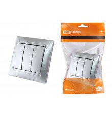 Выключатель 3-х кл. 10А серебр. металлик "Лама"   SQ1815-0203  TDM