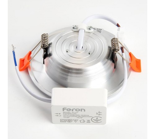 Светильник светодиодный встраиваемый декоративный AL777, 7W, 525 Lm ,4000К, серебро  28682  FERON