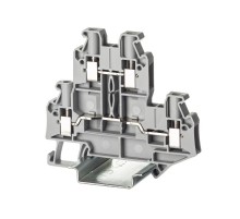 Клемма двухуровневая, винтовой зажим, 4 точки подключения, 4 кв.мм, серая  TTURB-4  DKC