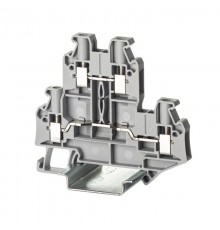 Клемма двухуровневая, винтовой зажим, 4 точки подключения, 4 кв.мм, серая  TTURB-4  DKC