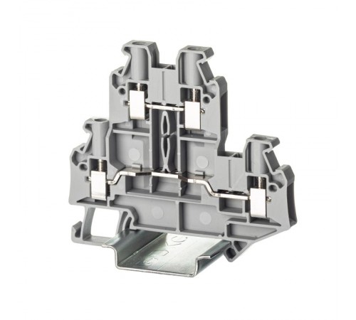 Клемма двухуровневая, винтовой зажим, 4 точки подключения, 4 кв.мм, серая  TTURB-4  DKC