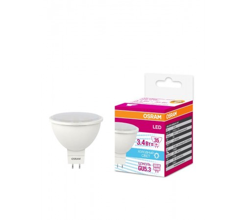 Лампа светодиодная LED STAR MR16 3, 110°, 220-240 вольт, GU5, 3 LSMR1635110 3.4W/840230VGU5.310X1RU  4058075129030  Osram