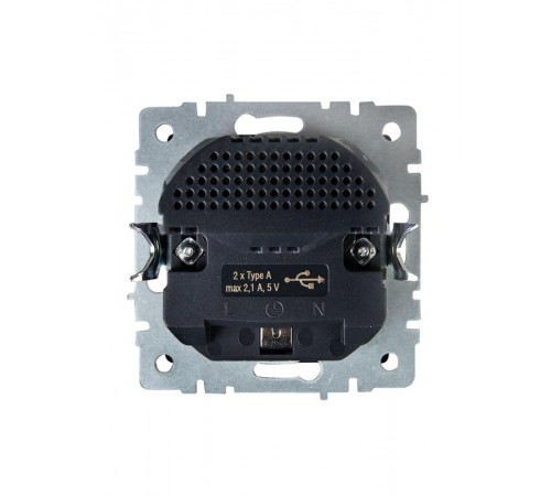 BRITE Розетка с заземлением со шторками 16А с USB A+A 2,1А РЮш10-1-БрА алюминий  BR-R14-16-U21-D21-K47  IEK