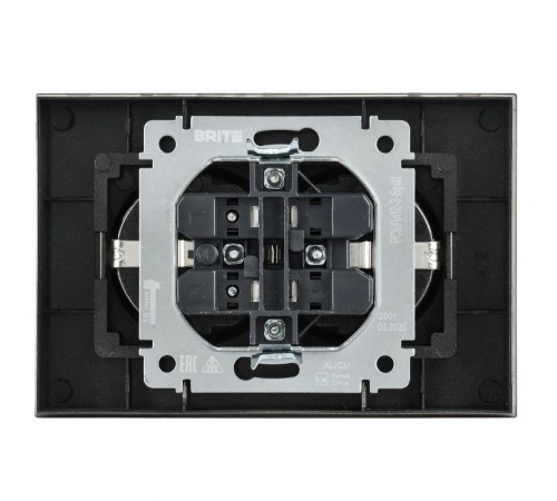 BRITE Розетка 2-местная с заземлением с защитными шторками плоская 16А в сборе РСшПл12-3-БрШ шампань   BR-R28-16-K37-F  IEK