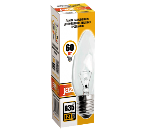 Лампа накаливания ЛОН  60Вт Е27 240В B35 clear  3320331  Jazzway