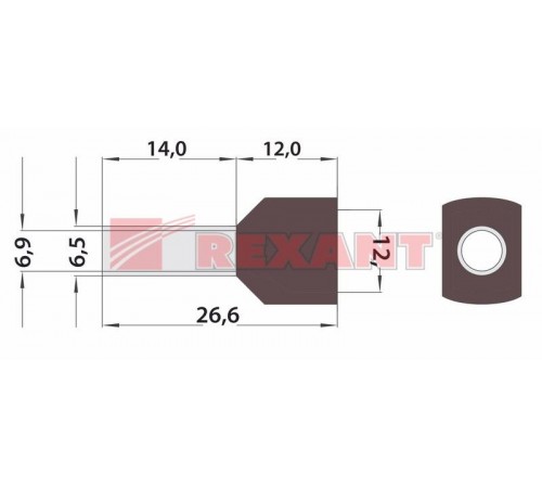 Наконечник штыревой втулочный изолированный F-14 мм 2х10 мм (НШВи(2) 10-14/ Ги2 10-14) красный  08-2812  REXANT