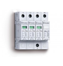 Устройство защиты от импульсных перенапряжений УЗИП тип 1 (3 варистора + 1 искровый разрядник); модульный, ширина 70мм; степень защиты IP20