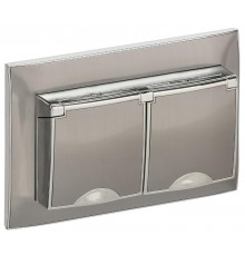 SKANDY Розетка 2-местная с с крышкой 16А в сб IP44 SK-R12N никель  SK-R26-16-44-K50-F  IEK