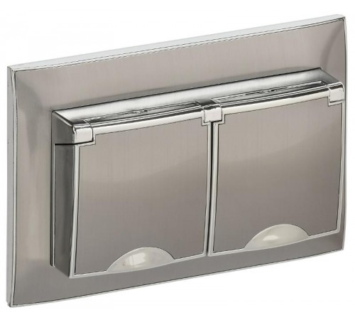 SKANDY Розетка 2-местная с с крышкой 16А в сб IP44 SK-R12N никель  SK-R26-16-44-K50-F  IEK