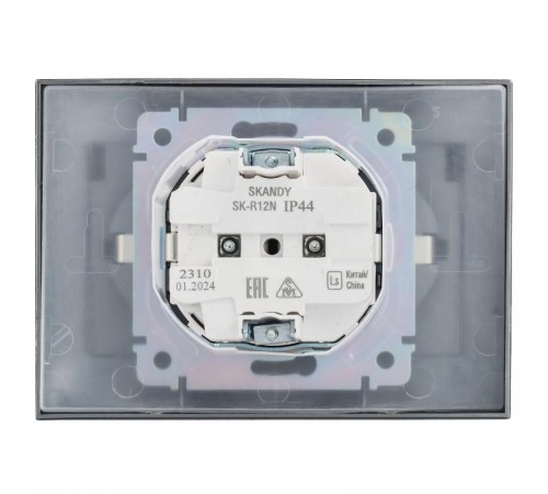 SKANDY Розетка 2-местная с с крышкой 16А в сб IP44 SK-R12N никель  SK-R26-16-44-K50-F  IEK