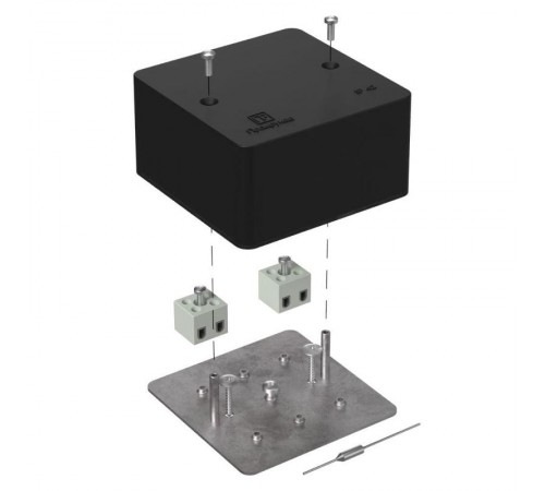 Коробка огнестойкая для кабель-канала 40-0460-FR2.5-4-П Е15-Е120 с термопредохранителем RAL9005 85х85х45 (44 шт/кор) черная  40-0460-9005-FR2.5-4-П 