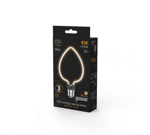 Лампа светодиодная   Filament Artline Heart 4W 330lm 2700К Е27 milky LED 1/10/100  1003802104  Gauss