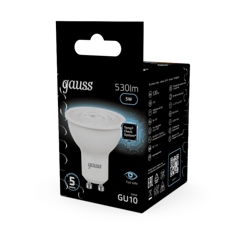 Лампа светодиодная LED 5Вт GU10 220В 4100К MR16  101506205  Gauss