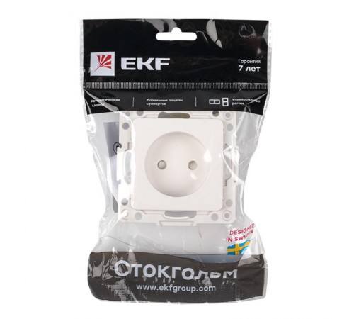 Стокгольм Механизм Розетки 1-местной б/з 10 А белый с защ. штор. PROxima  EYR10-022-10  EKF