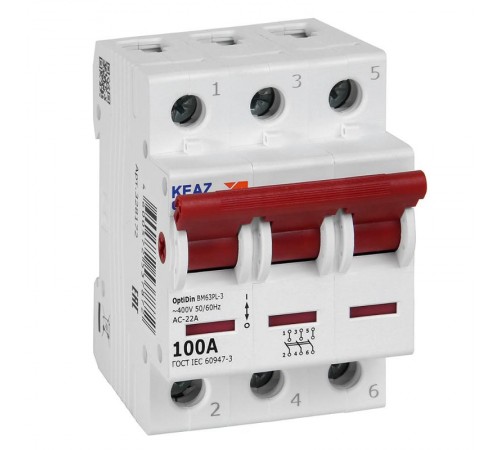 Выключатель нагрузки модульный OptiDin BM63PL-3100-УХЛ3 (BM63PL)  328172  КЭАЗ