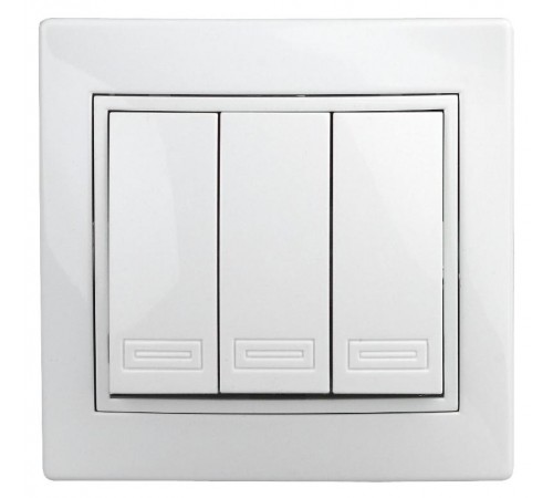1Э-106-01 Intro Выключатель тройной, 10А-250В, СУ, б.л., Plano, белый  Б0038827  Intro