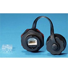 KJ-IE-8P8C-C6-180-BK Промышленный модуль Keystone Jack RJ-45 (8P8C), IP67, категория 6, с защитной крышкой, черный  47406  Hyperline