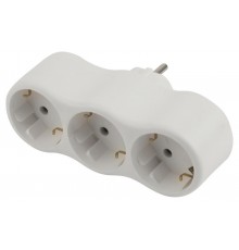 Разветвитель электрический SPx-3e-W на 3 розетки с заземлением 16А белый  Б0053479  ЭРА