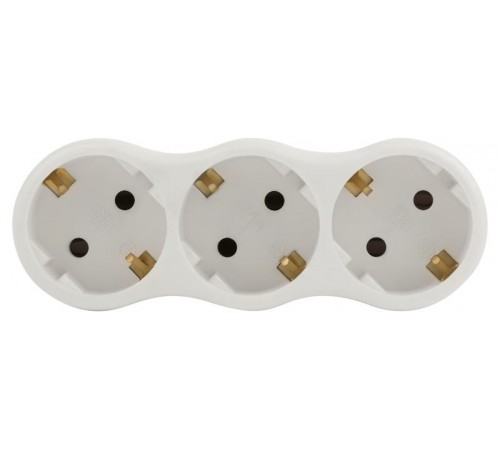 Разветвитель электрический SPx-3e-W на 3 розетки с заземлением 16А белый  Б0053479  ЭРА