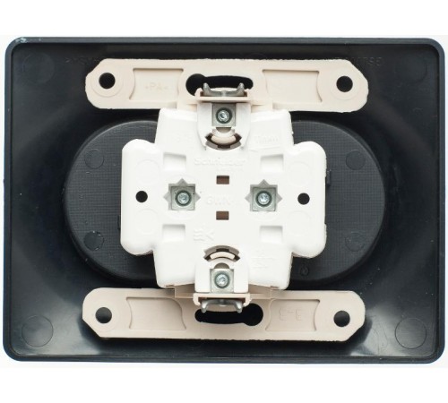 Glossa Антрацит Розетка 2-ая без заземления ,16А (в сборе)  GSL000720  SE