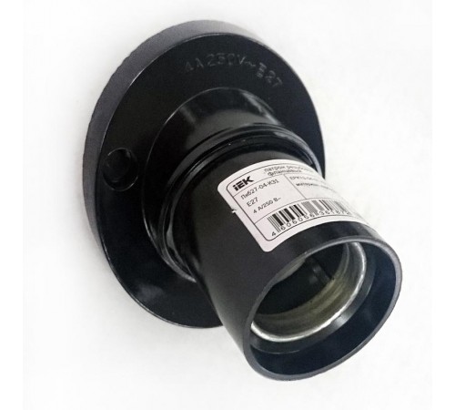 Патрон настенный угловой карболитовый Е27 черный (50 шт), стикер на изделии Пкб27-04-К31  EPK13-04-01-K01  IEK