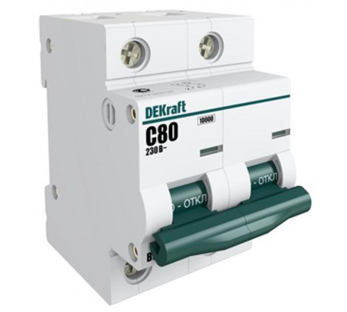 Выключатель автоматический двухполюсный ВА-201 100А C 10кА  13006DEK  DEKraft
