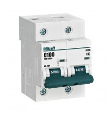 Выключатель автоматический двухполюсный ВА-201 100А C 10кА  13006DEK  DEKraft