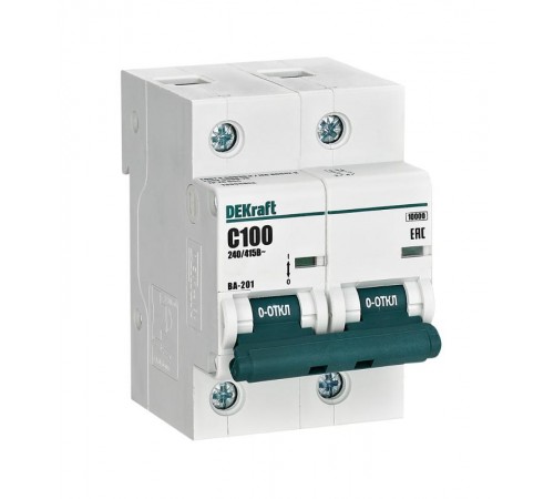 Выключатель автоматический двухполюсный ВА-201 100А C 10кА  13006DEK  DEKraft