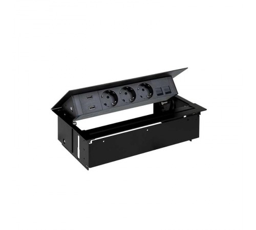 Врезной x5 розеточный блок, планка, 3x2P+E, 2xUSB з/у, 2xRJ45, алюминий, S400  45523020-133  Simon