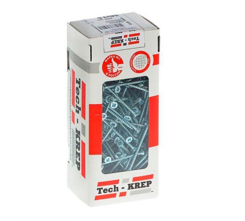 Саморезы универсальные 50х3,5 мм (200 шт) оцинкованные - коробка с окном ( 0,422 кг)  102175  Tech-KREP