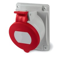 Розетка скрытой установки с наклоном  IP44 32А 3P+E 400В. Пружинный зажим.  DIS4133266F  DKC