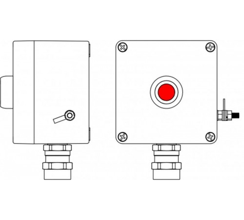 Ex пост управления из GRP; 1Ex d e IIC T6 Gb X / Ex tb IIIB T80°C Db X /IP66; Кнопка красная,1NC/1NO - - 1 шт.; С:ввод D5,5-13мм подбронированный кабе