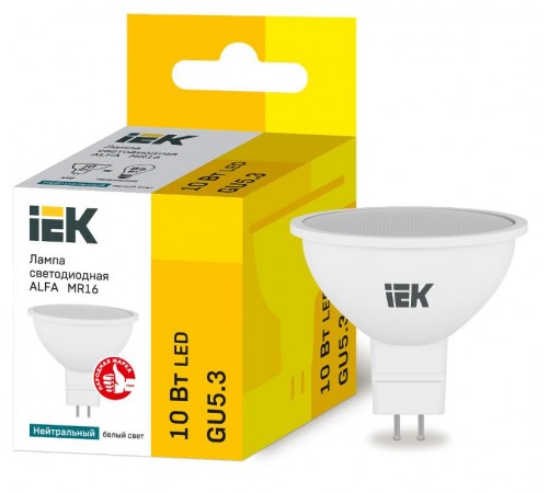 Лампа светодиодная ALFA MR16 софит 10Вт 230В 4000К GU5,3  LLA-MR16-10-230-40-GU5  IEK