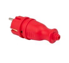 Вилка красная каучуковая прямая 230В 2P+PE 16A IP44 PRO  RPS-011-16-230-44-rr  EKF