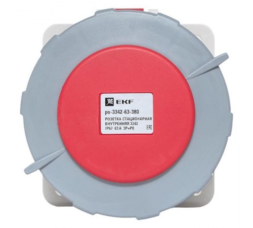 Розетка стационарная внутренняя 3342 3Р+РЕ 63А 380В IP67 EKF PROxima  ps-3342-63-380  EKF