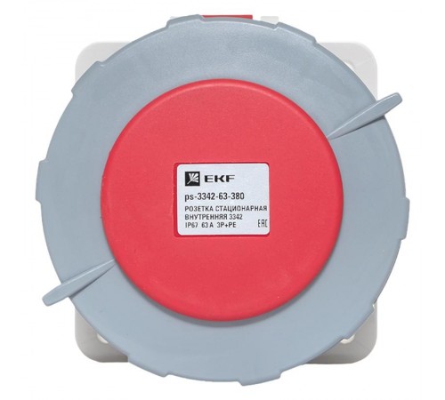 Розетка стационарная внутренняя 3342 3Р+РЕ 63А 380В IP67 EKF PROxima  ps-3342-63-380  EKF