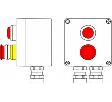 Ex пост управления из алюминия; 1Ex d e IIC T6 Gb X / Ex tb IIIB T80°CDb X / IP66; Аварийная кнопка красная, 1NC/1NO -1 шт.; Лампа красная20V-250V -1 