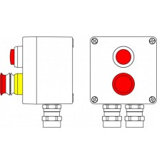 Ex пост управления из алюминия; 1Ex d e IIC T6 Gb X / Ex tb IIIB T80°CDb X / IP66; Аварийная кнопка красная, 1NC/1NO -1 шт.; Лампа красная20V-250V -1 