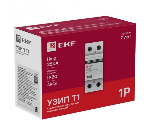 Устройство защиты от импульсных перенапряжений Тип 1 Iimp 25kA (10/350s) 1P EKFspd-t1-25-1pEKF