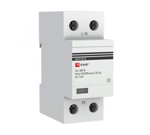 Устройство защиты от импульсных перенапряжений Тип 1 Iimp 25kA (10/350s) 1P EKFspd-t1-25-1pEKF