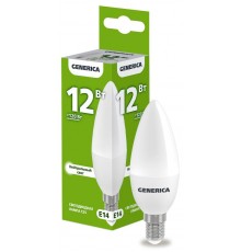 Лампа светодиодная C35 свеча 12Вт 230В 4000К E14   LL-C35-12-230-40-E14-G  GENERICA