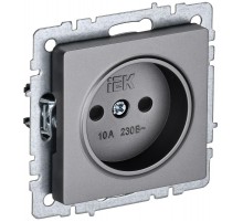 BRITE Розетка без заземления со шторками 10А РСш10-2-БрС сталь  BR-R13-10-K46  IEK