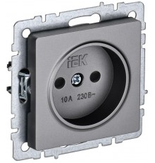 BRITE Розетка без заземления со шторками 10А РСш10-2-БрС сталь  BR-R13-10-K46  IEK