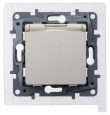 Розетка с заземлением IP44 - Legrand Etika - со шторками с защитной крышкой 16А 250В безвинтовые зажимы - слоновая кость  672326  Legrand